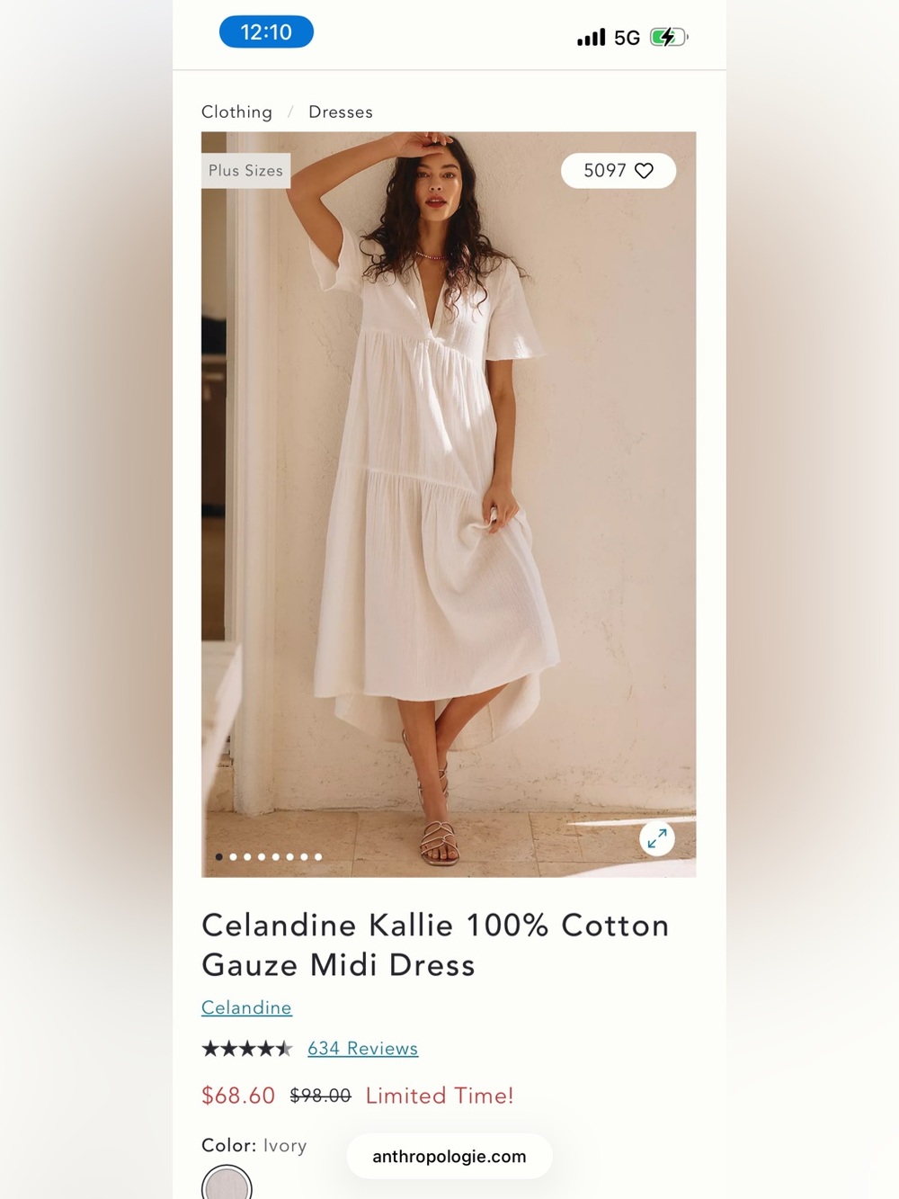 Celandine by Anthropologie Blue Gauze Tiered Maxi Dress Size Small